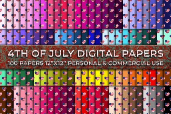 100 4th of July Digital Paper Set