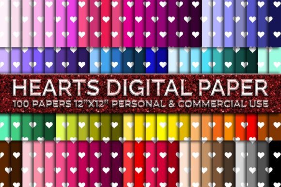 100 Hearts Digital Papers Pack Pattern: A Versatile Resource for Creative Projects