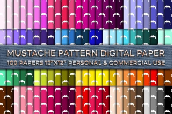 100 Mustache Pattern Digital Paper Pack: A Versatile Tool for Creative Projects
