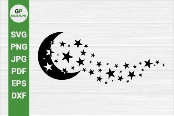 Crescent Moon and Stars, Star Waves SVG: A Versatile Design for Creative Projects