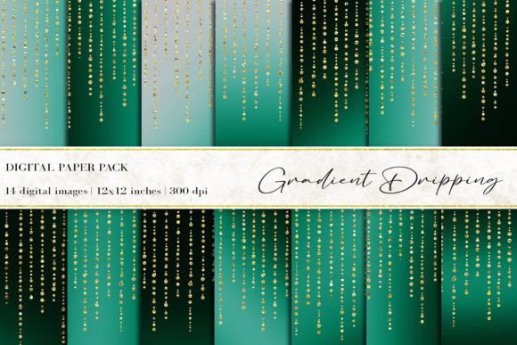 Emerald Gradient Dripping Digital Paper: A Versatile Tool for Creative Projects