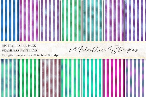 Metallic Stripes Digital Papers: A Versatile Design Resource for Creative Projects