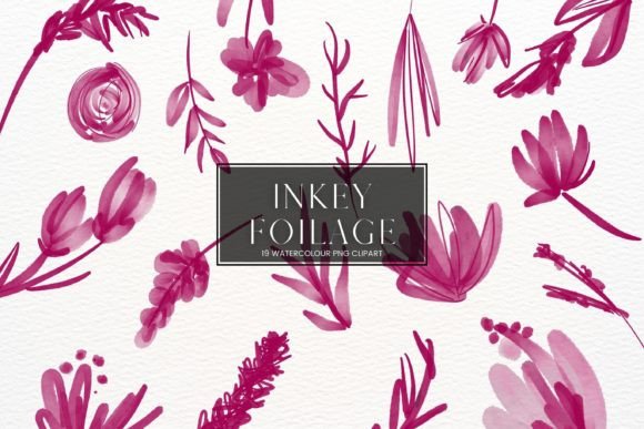 Pink Inky Watercolour Flower Clipart: Elevating Design with Timeless Elegance